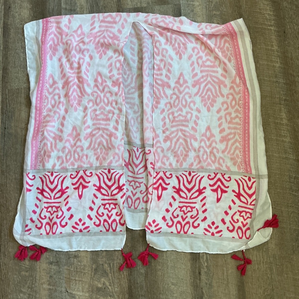Do Everything in Love Pink Ikat Tassel Kimono Cover Up One Size Beachwear